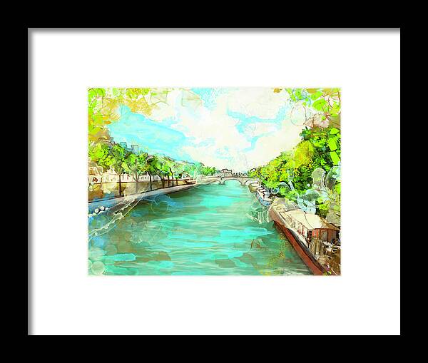 A little Stroll along the Seine - Framed Print