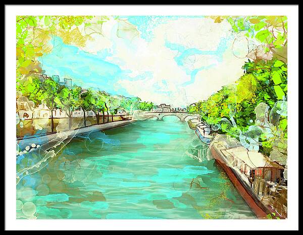 A little Stroll along the Seine - Framed Print