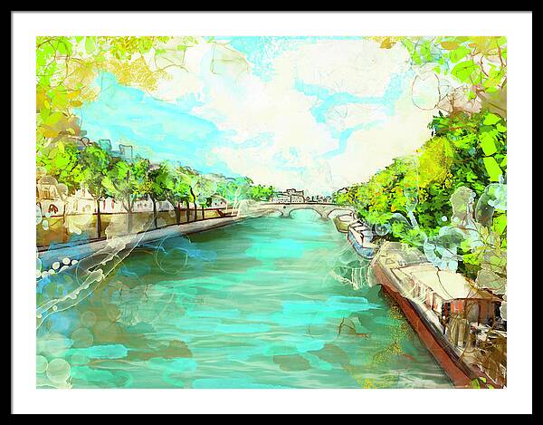 A little Stroll along the Seine - Framed Print