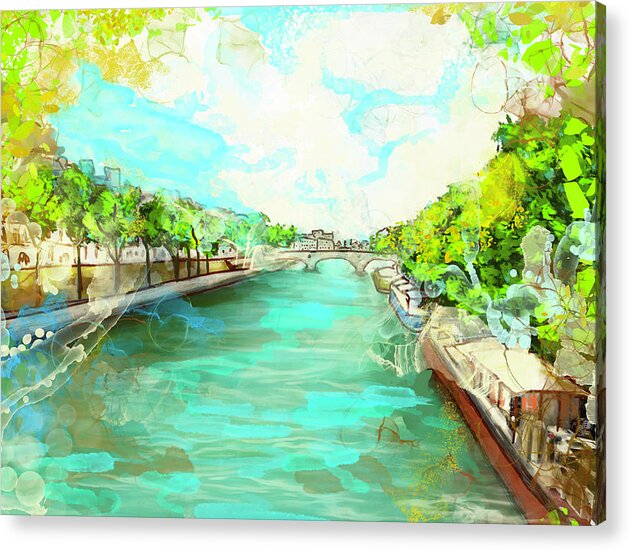 A little Stroll along the Seine - Acrylic Print
