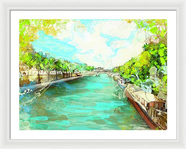 A little Stroll along the Seine - Framed Print