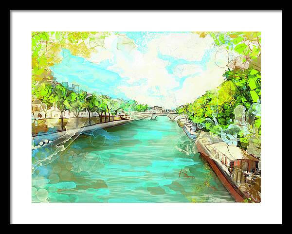 A little Stroll along the Seine - Framed Print