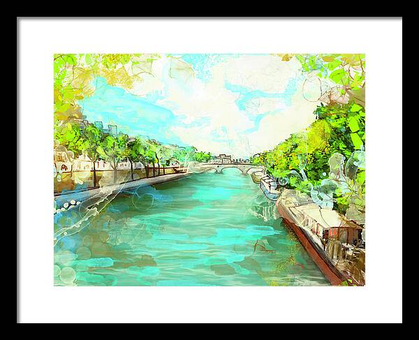 A little Stroll along the Seine - Framed Print