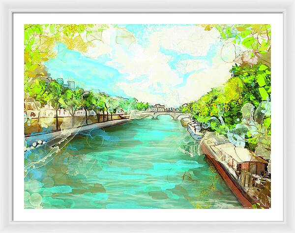 A little Stroll along the Seine - Framed Print