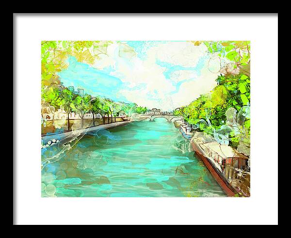 A little Stroll along the Seine - Framed Print