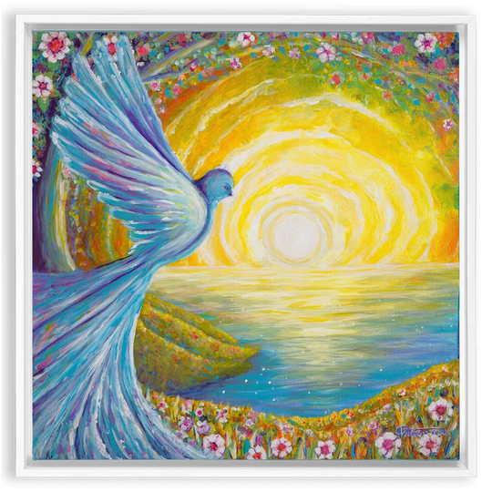 Bird of light Framed Canvas Wraps