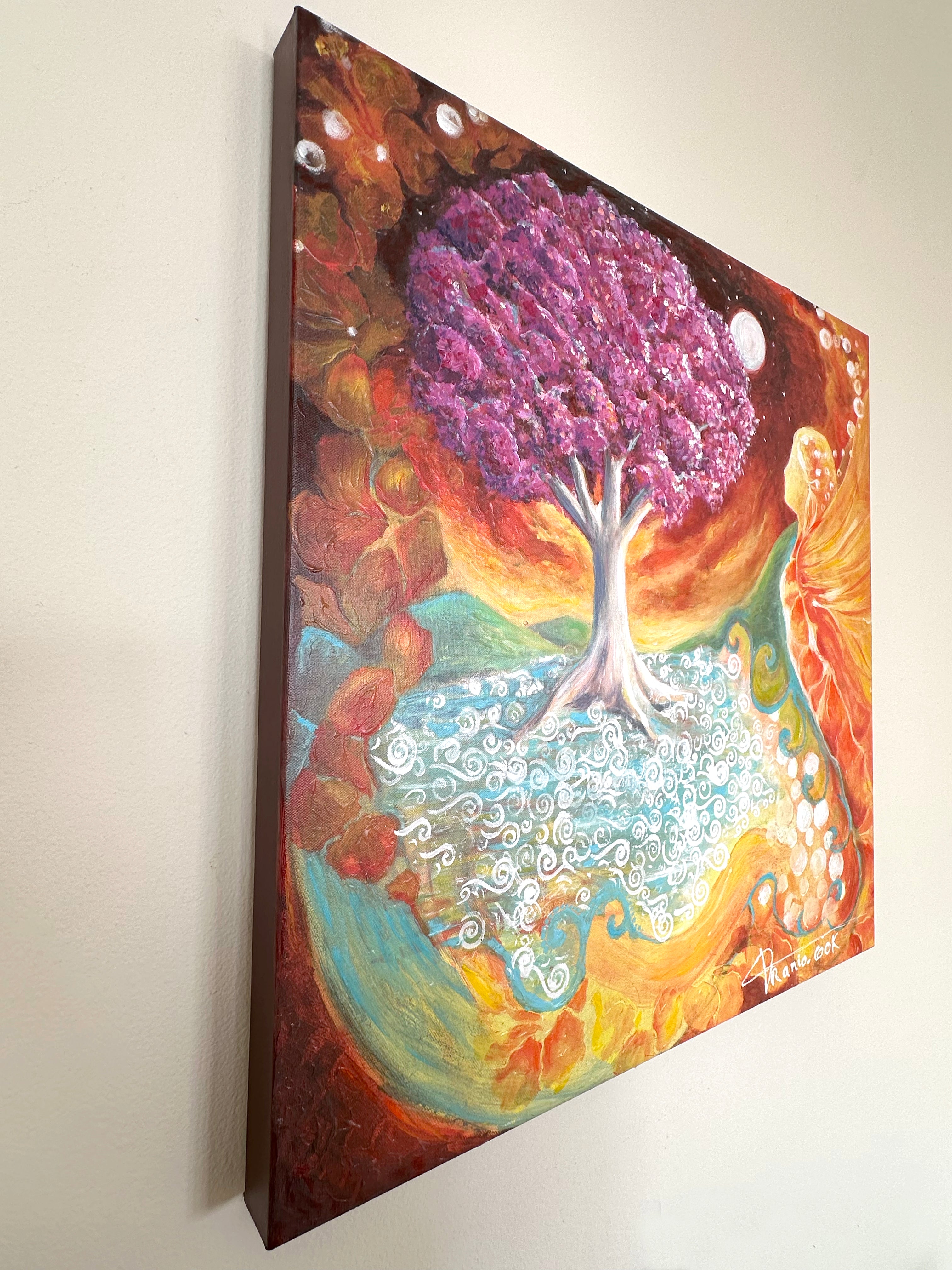 RUBY TREE SPIRIT EMBELLISHED FINE ART PRINT ON CANVAS