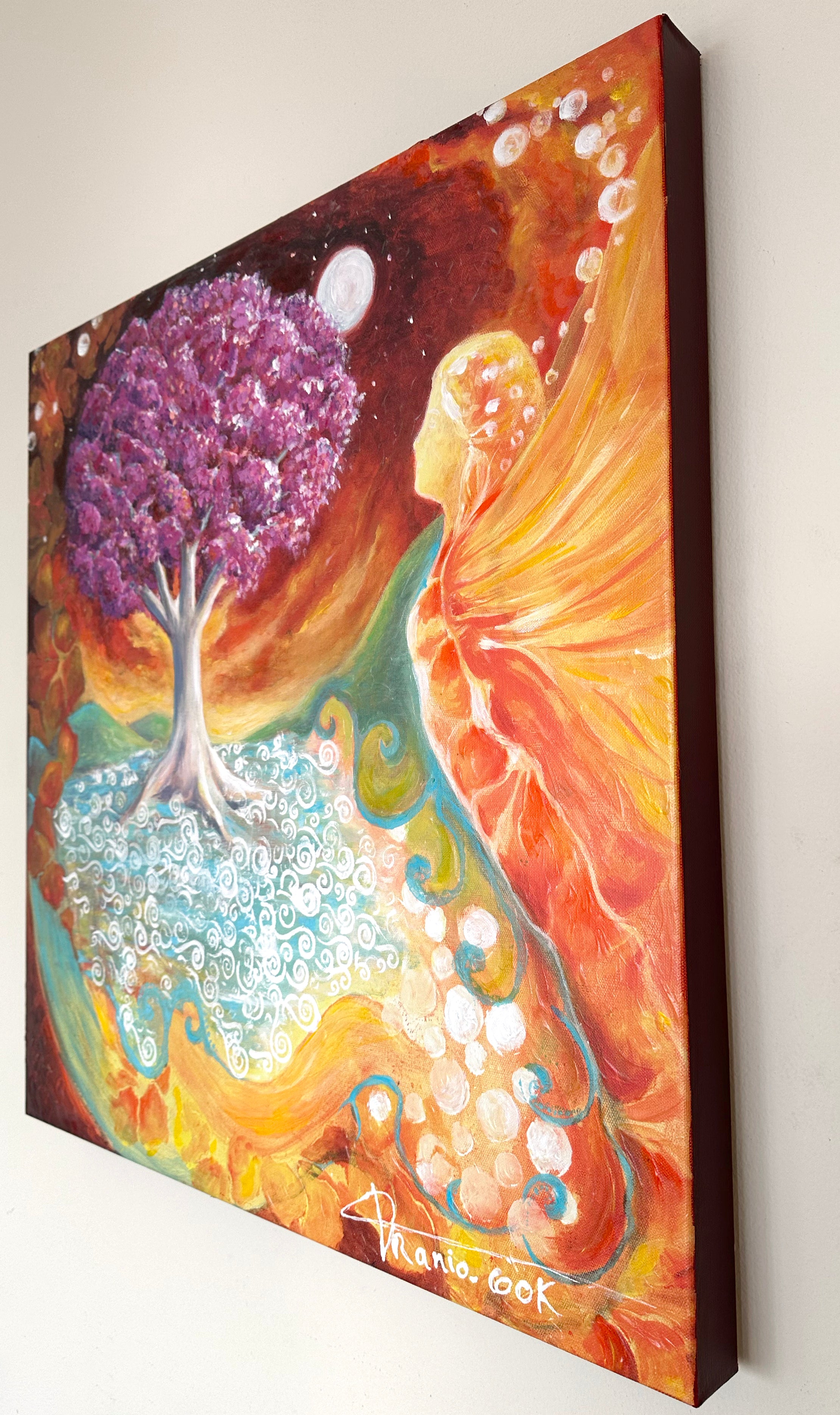 RUBY TREE SPIRIT EMBELLISHED FINE ART PRINT ON CANVAS