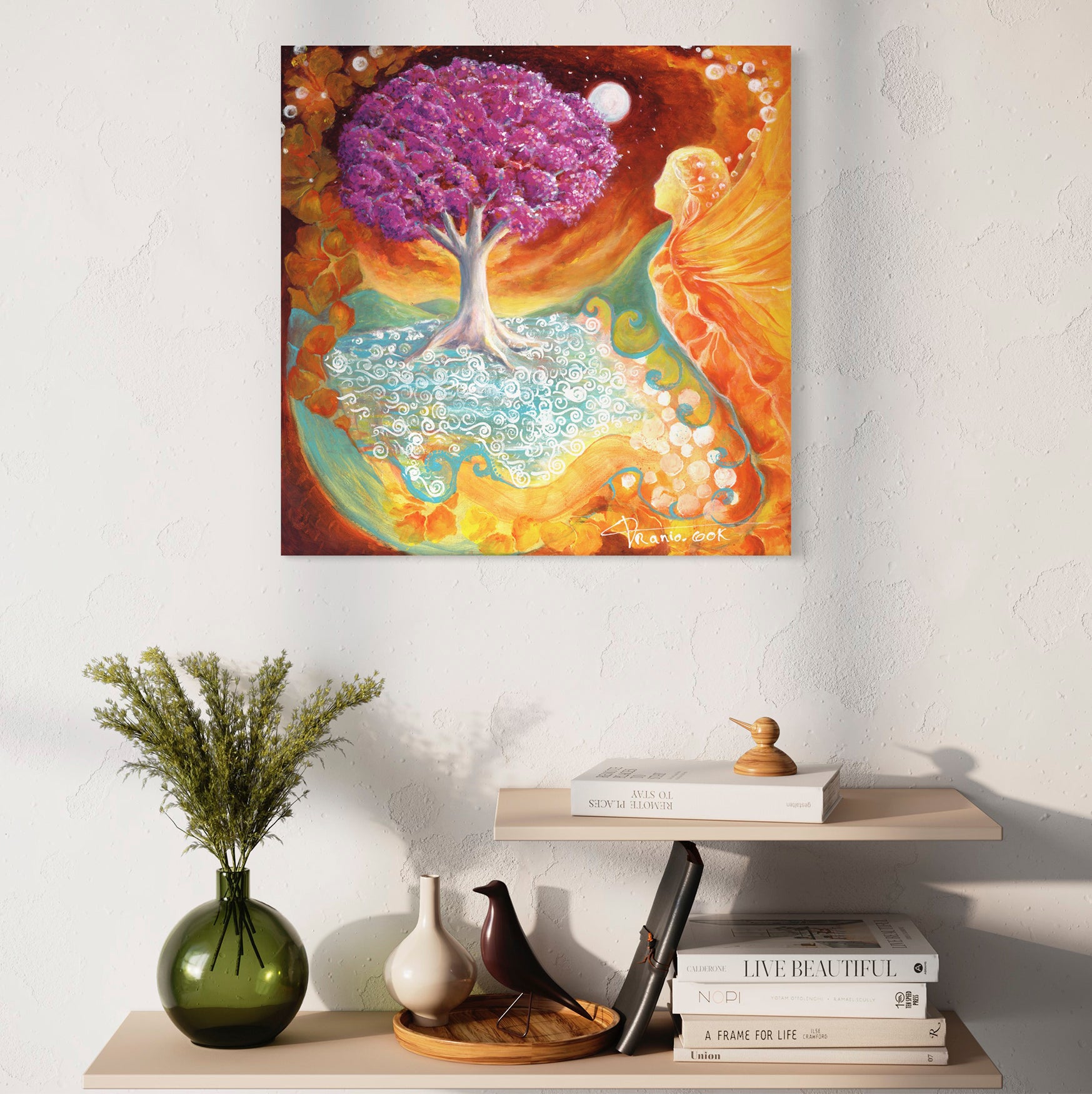 RUBY TREE SPIRIT EMBELLISHED FINE ART PRINT ON CANVAS - NOT AVAILABLE